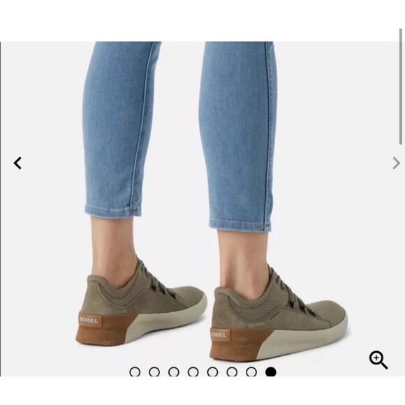 Sorel Out and About Hiking Tennis Shoes Olive Sage Green Suede Womens Size 7 - Picture 9 of 9